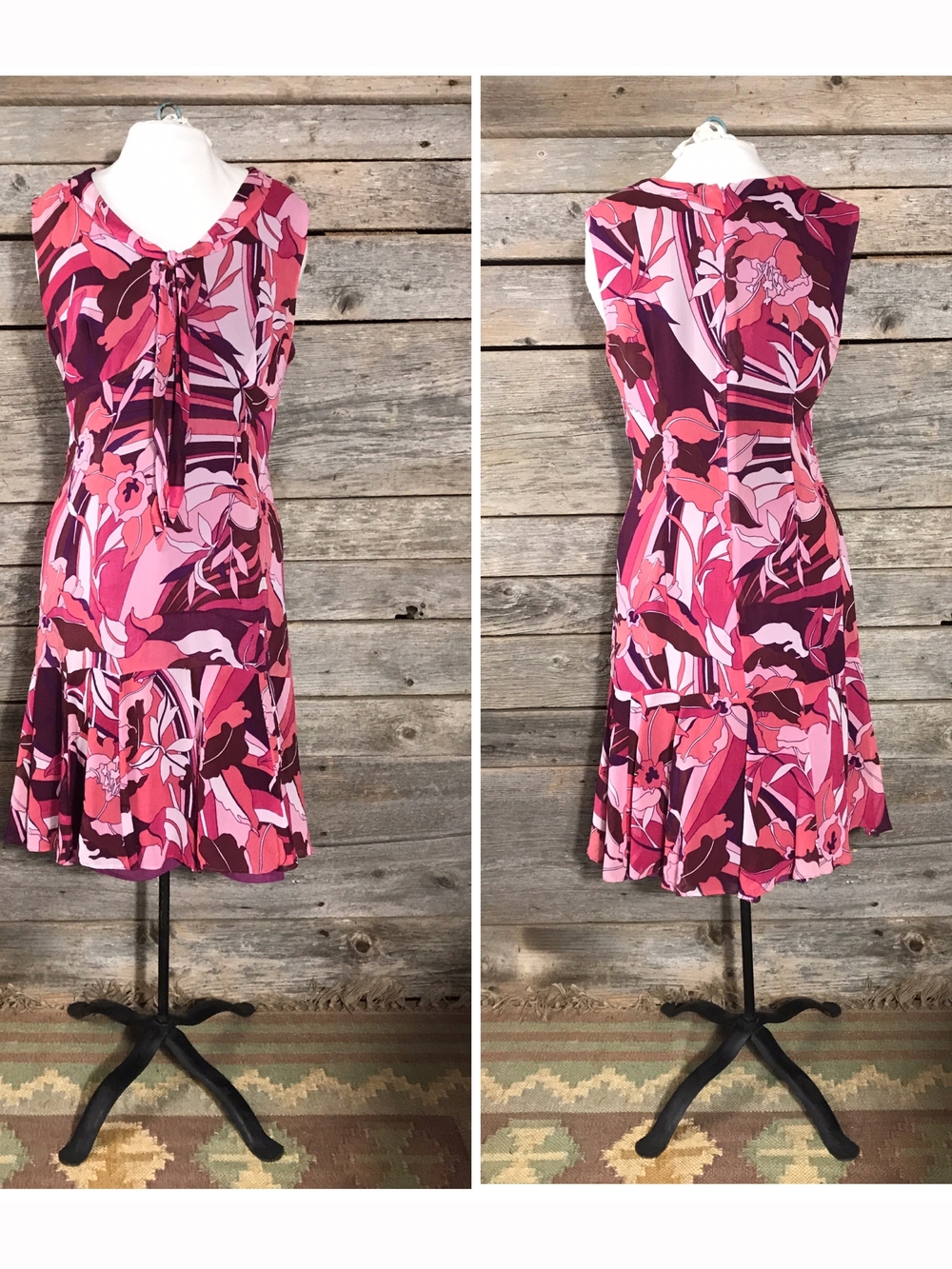 Pink Floral Print Sleeveless Fit-&-Flare Dress
